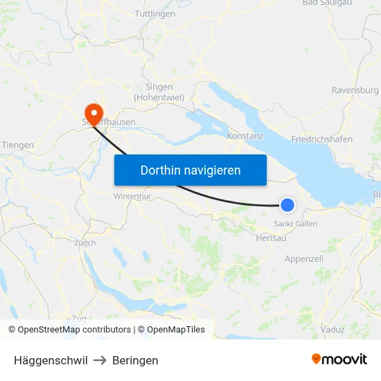 Häggenschwil to Beringen map