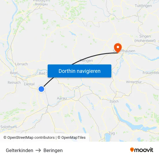 Gelterkinden to Beringen map