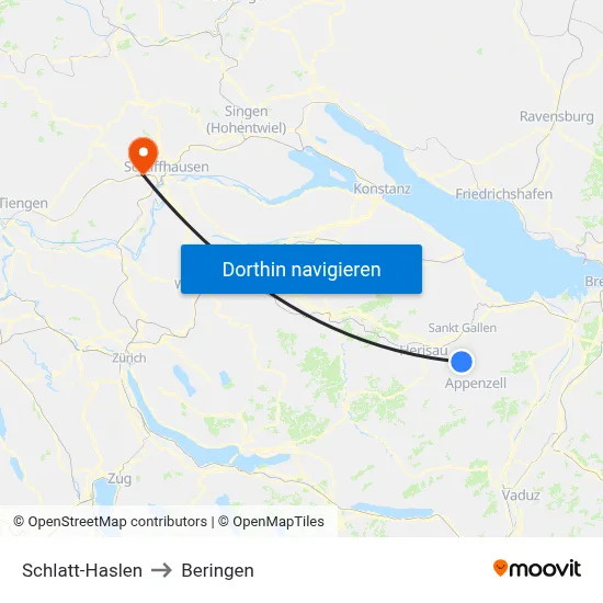 Schlatt-Haslen to Beringen map