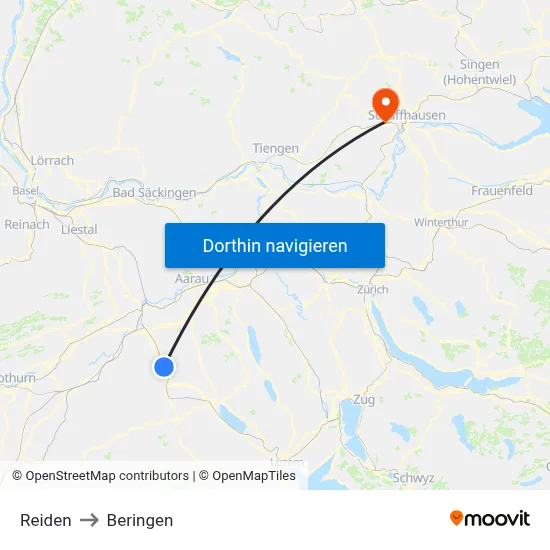 Reiden to Beringen map