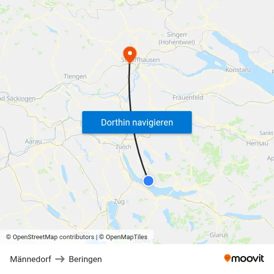 Männedorf to Beringen map