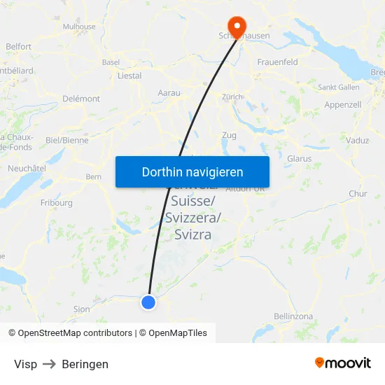 Visp to Beringen map