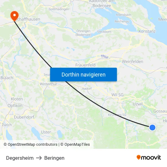 Degersheim to Beringen map