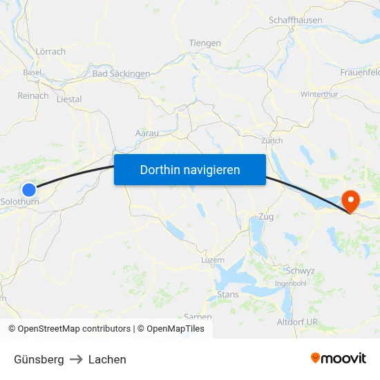 Günsberg to Lachen map