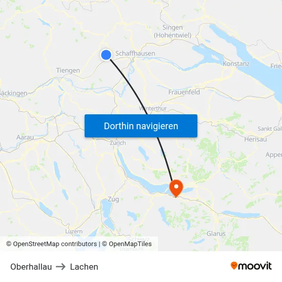 Oberhallau to Lachen map