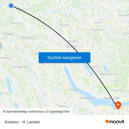 Koblenz to Lachen map