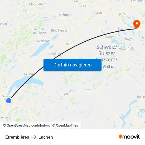 Étrembières to Lachen map