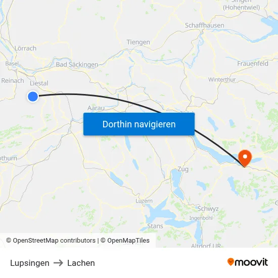 Lupsingen to Lachen map