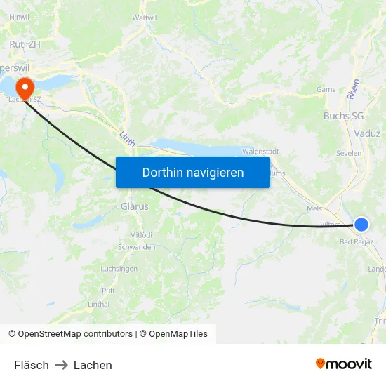 Fläsch to Lachen map