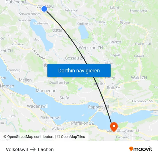 Volketswil to Lachen map