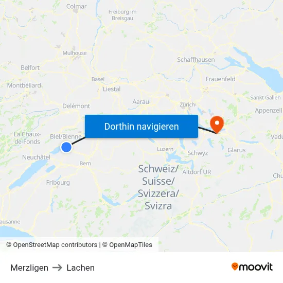Merzligen to Lachen map
