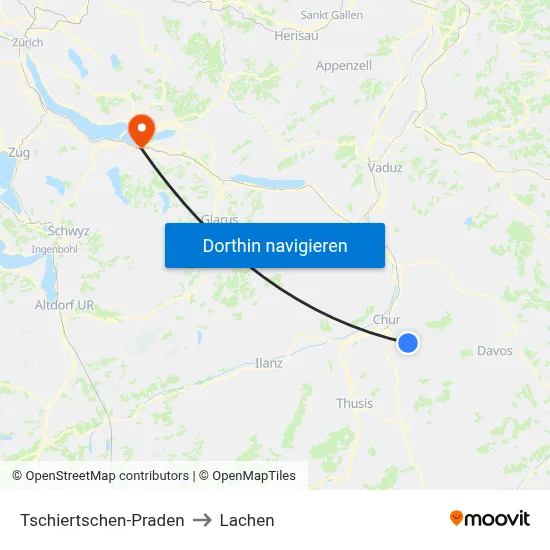 Tschiertschen-Praden to Lachen map