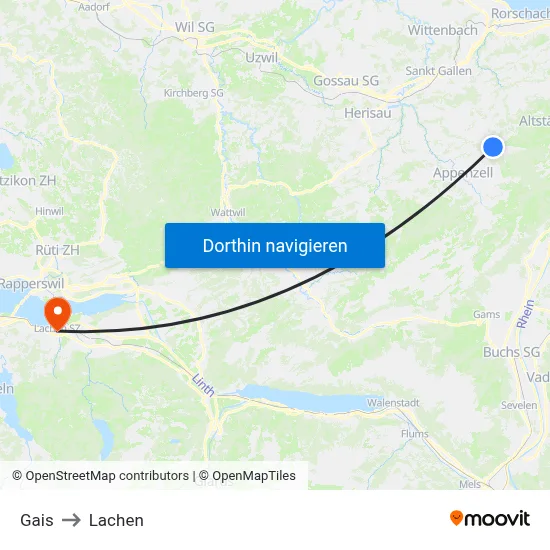 Gais to Lachen map