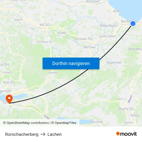 Rorschacherberg to Lachen map