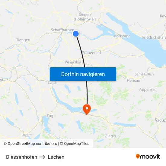 Diessenhofen to Lachen map