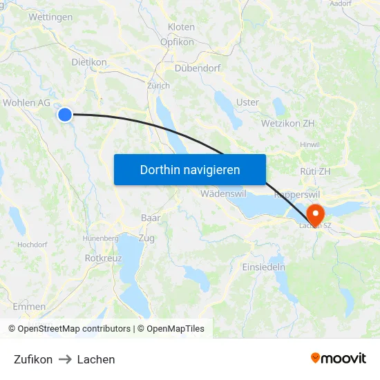 Zufikon to Lachen map