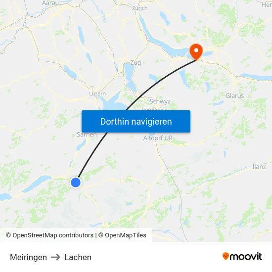 Meiringen to Lachen map