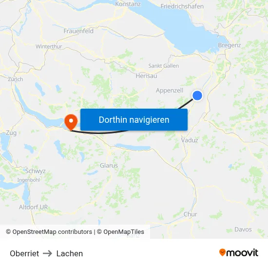 Oberriet to Lachen map