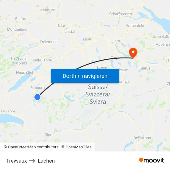 Treyvaux to Lachen map