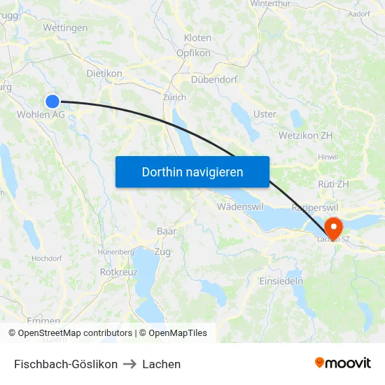 Fischbach-Göslikon to Lachen map
