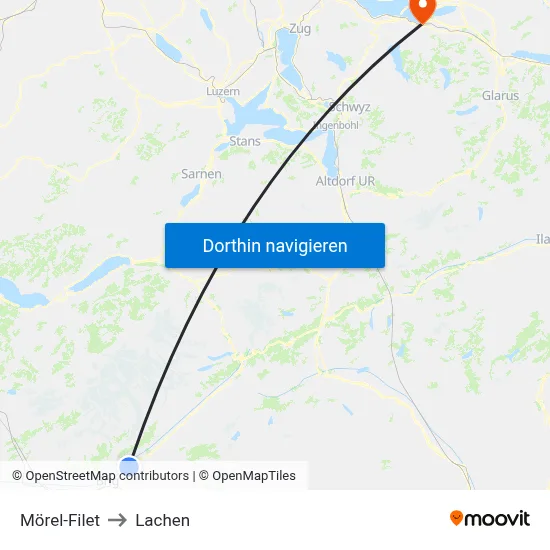 Mörel-Filet to Lachen map