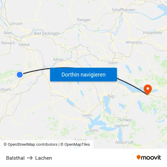 Balsthal to Lachen map