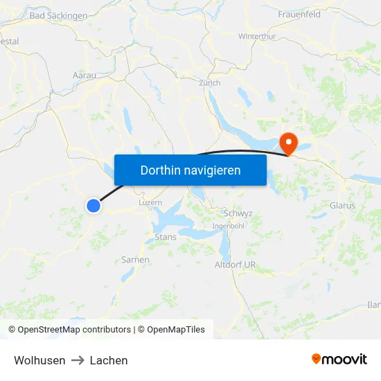 Wolhusen to Lachen map