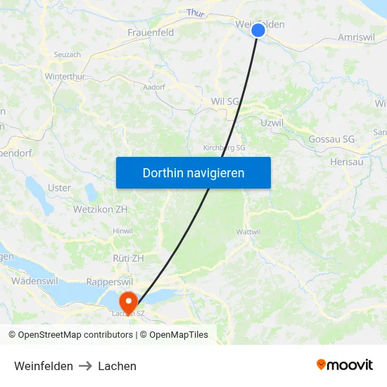 Weinfelden to Lachen map