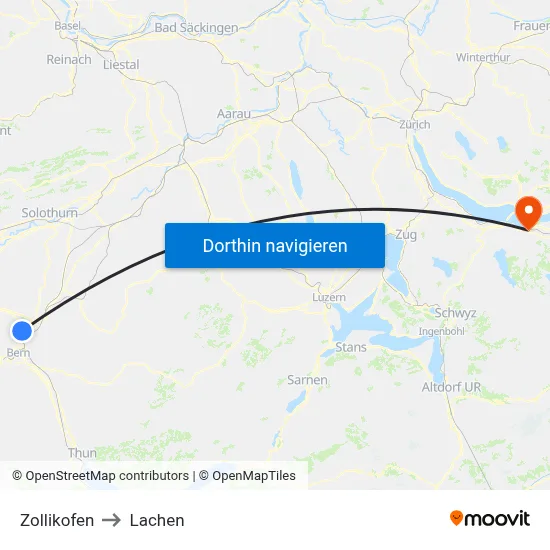 Zollikofen to Lachen map