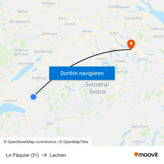 Le Pâquier (Fr) to Lachen map