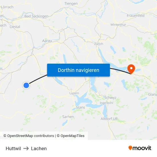Huttwil to Lachen map