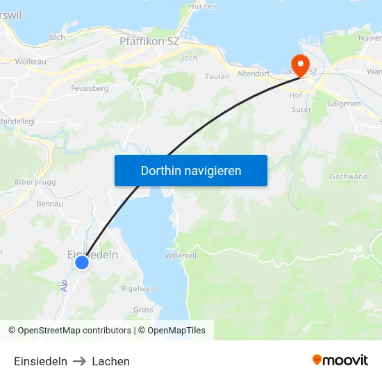 Einsiedeln to Lachen map