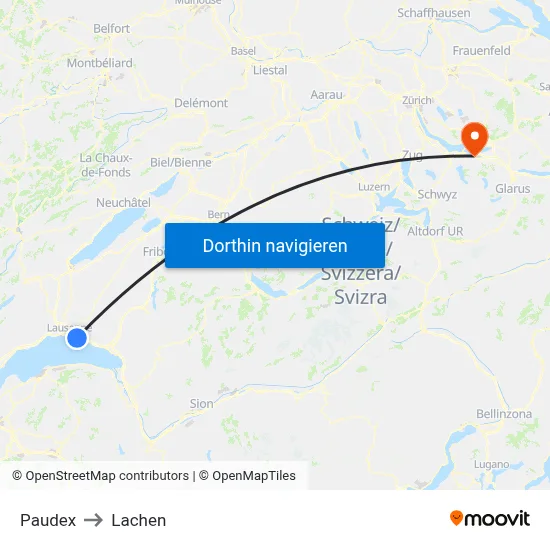 Paudex to Lachen map
