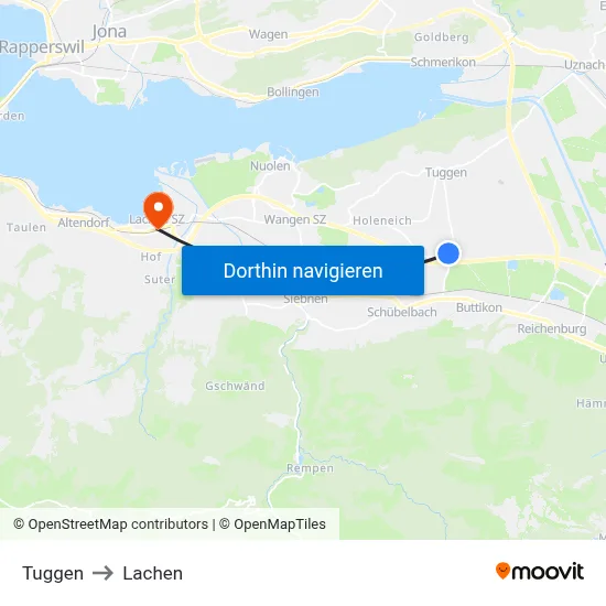 Tuggen to Lachen map