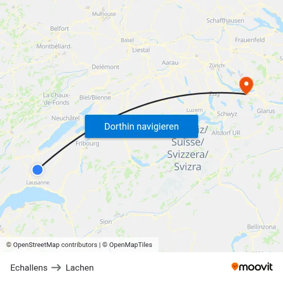 Echallens to Lachen map