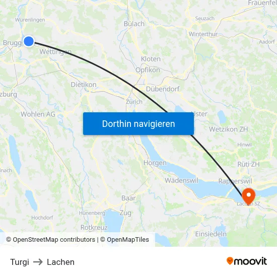 Turgi to Lachen map