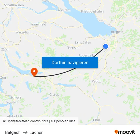 Balgach to Lachen map