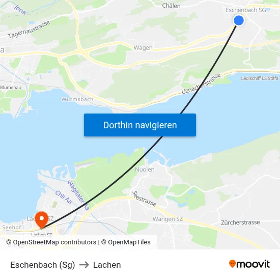 Eschenbach (Sg) to Lachen map