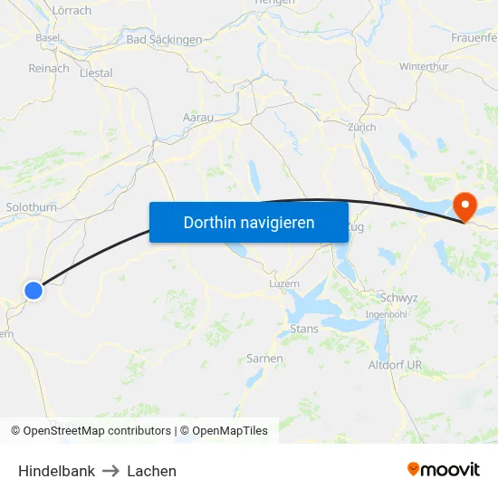 Hindelbank to Lachen map