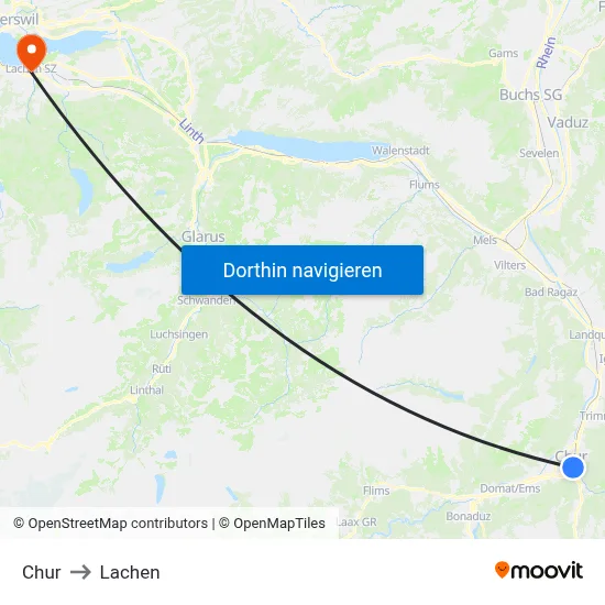 Chur to Lachen map