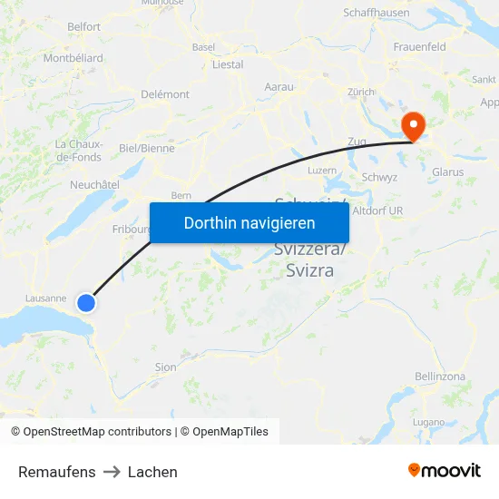 Remaufens to Lachen map