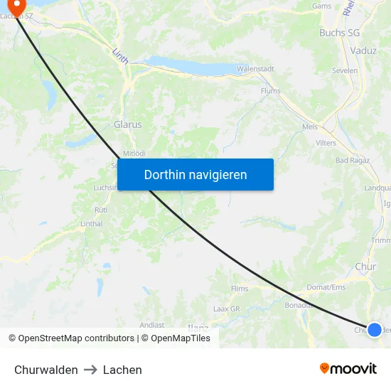 Churwalden to Lachen map