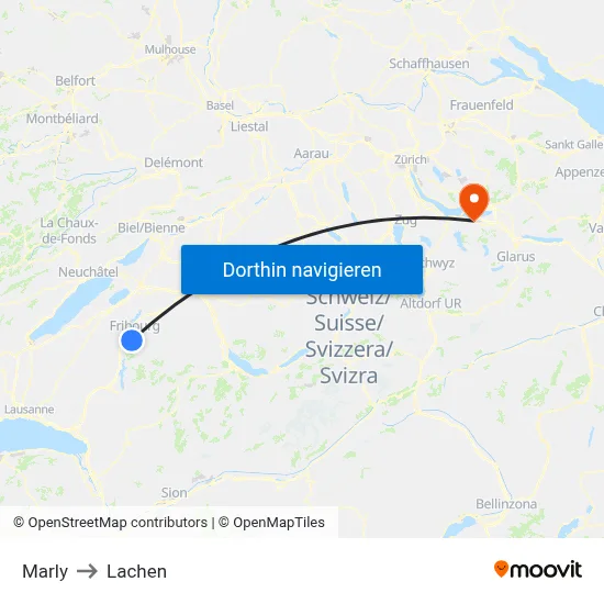Marly to Lachen map
