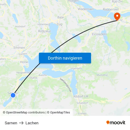 Sarnen to Lachen map