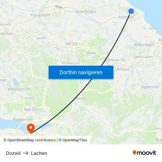 Dozwil to Lachen map