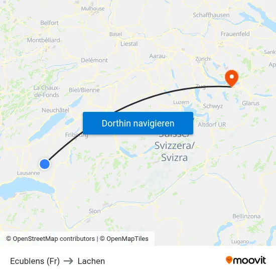 Ecublens (Fr) to Lachen map