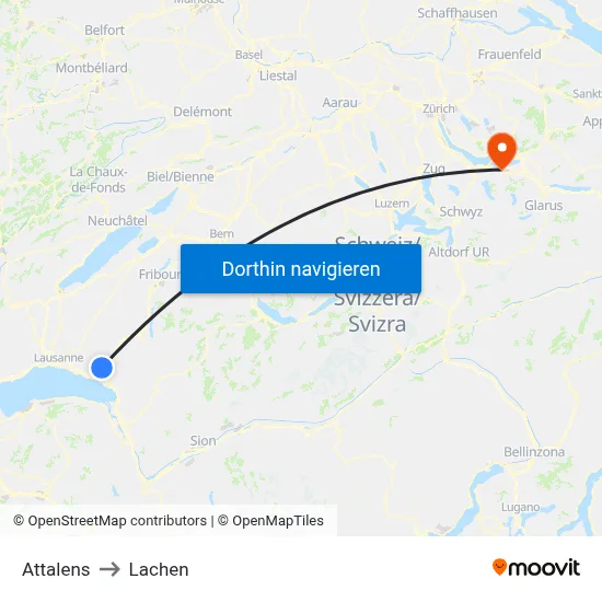 Attalens to Lachen map