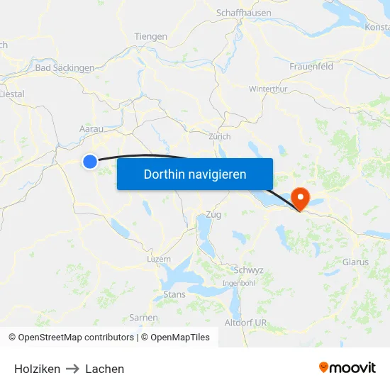 Holziken to Lachen map