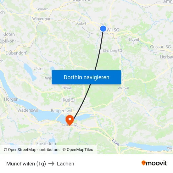 Münchwilen (Tg) to Lachen map
