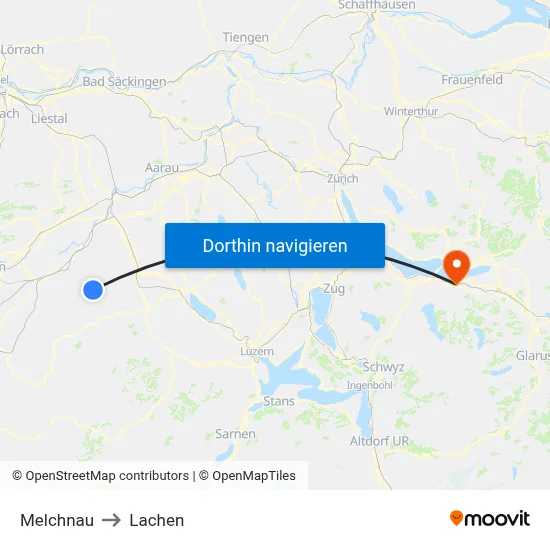 Melchnau to Lachen map